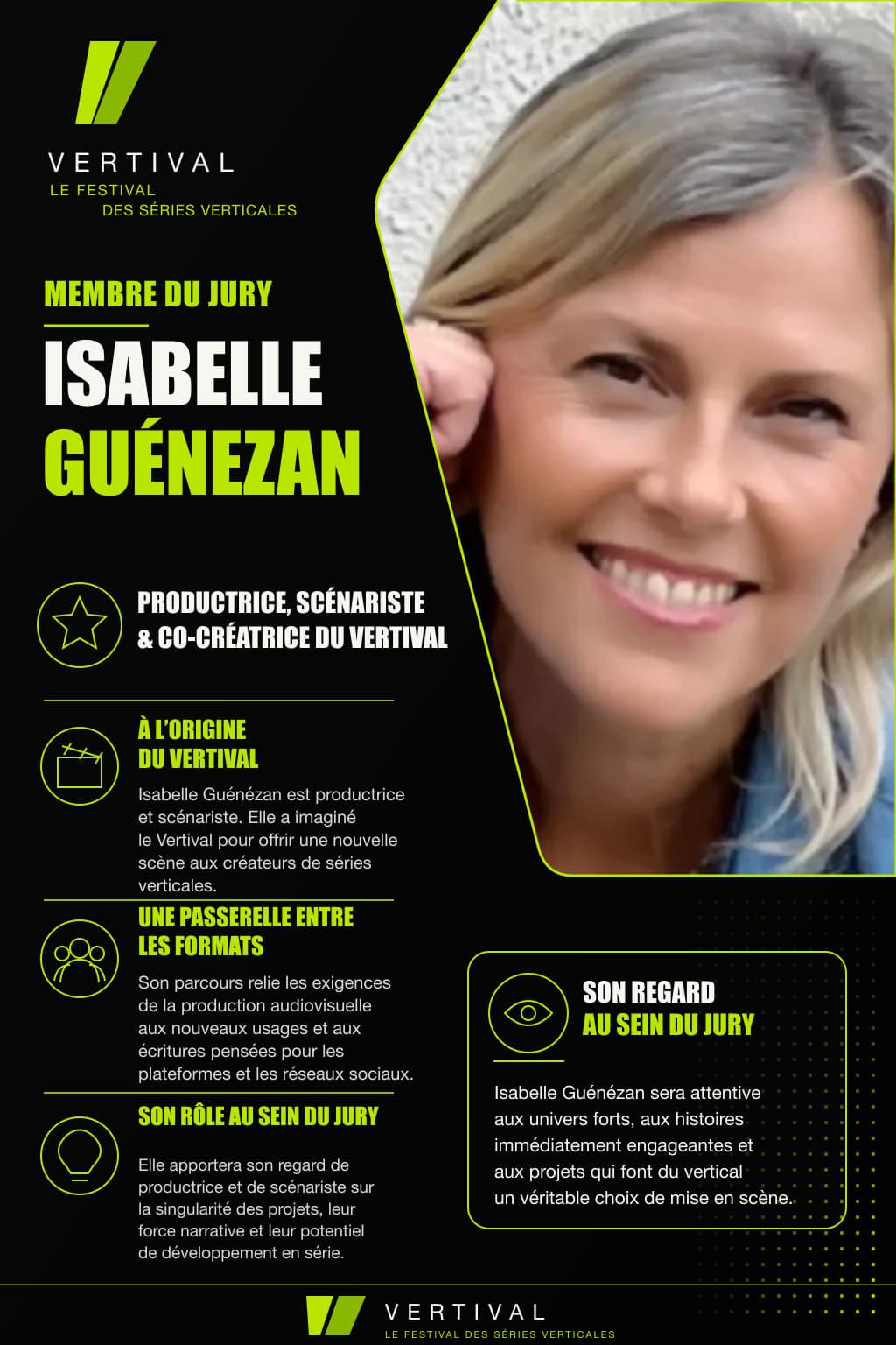 Fiche de présentation de Isabelle Guénézan, membre du jury Vertival 2026