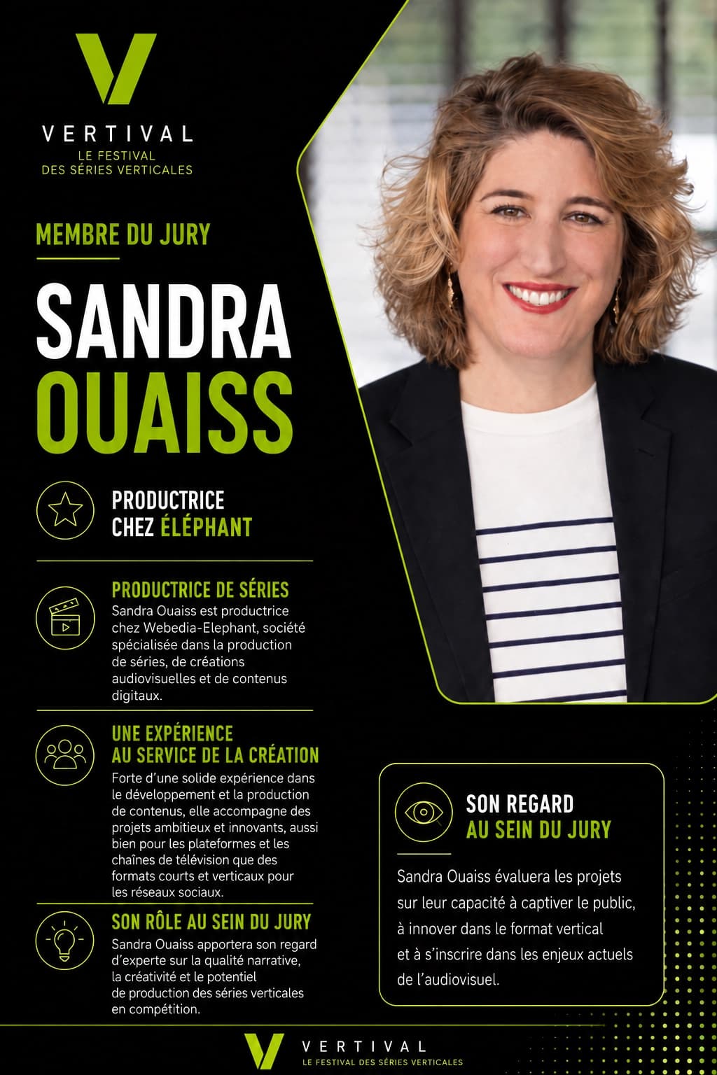 Fiche de présentation de Sandra Ouaiss, membre du jury Vertival 2026
