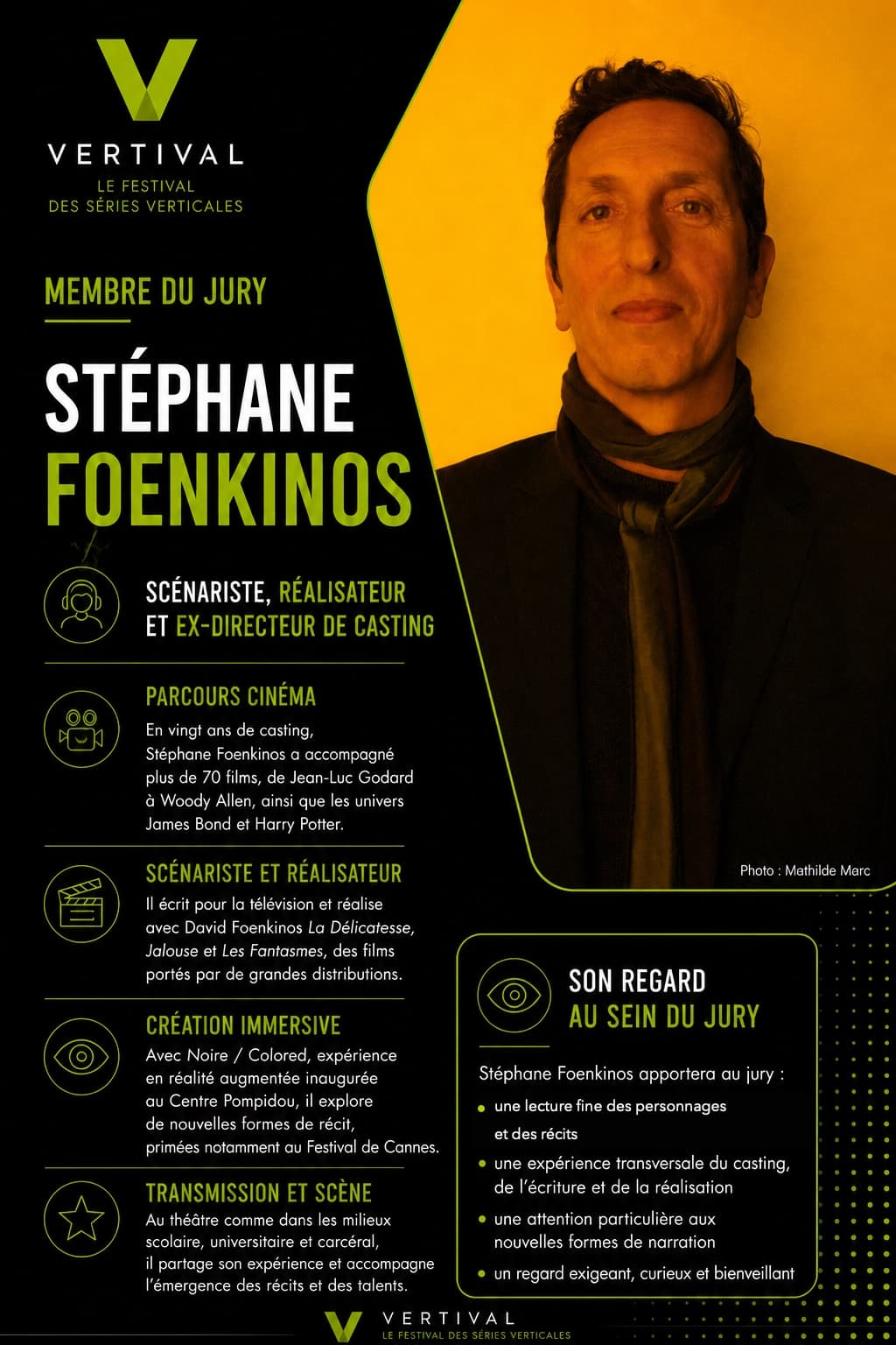 Fiche de présentation de Stéphane Foenkinos, membre du jury Vertival 2026