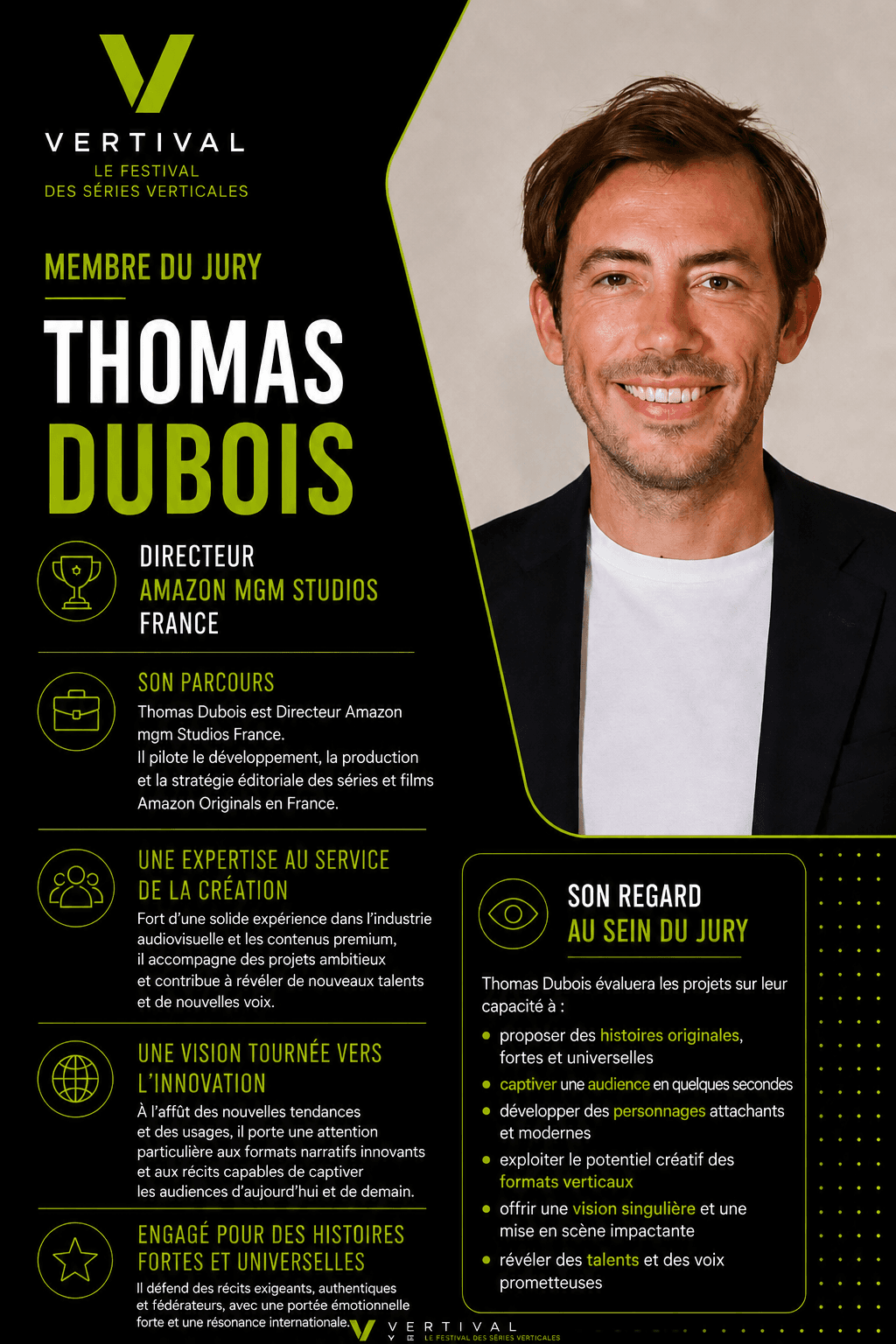 Fiche de présentation de Thomas Dubois, membre du jury Vertival 2026