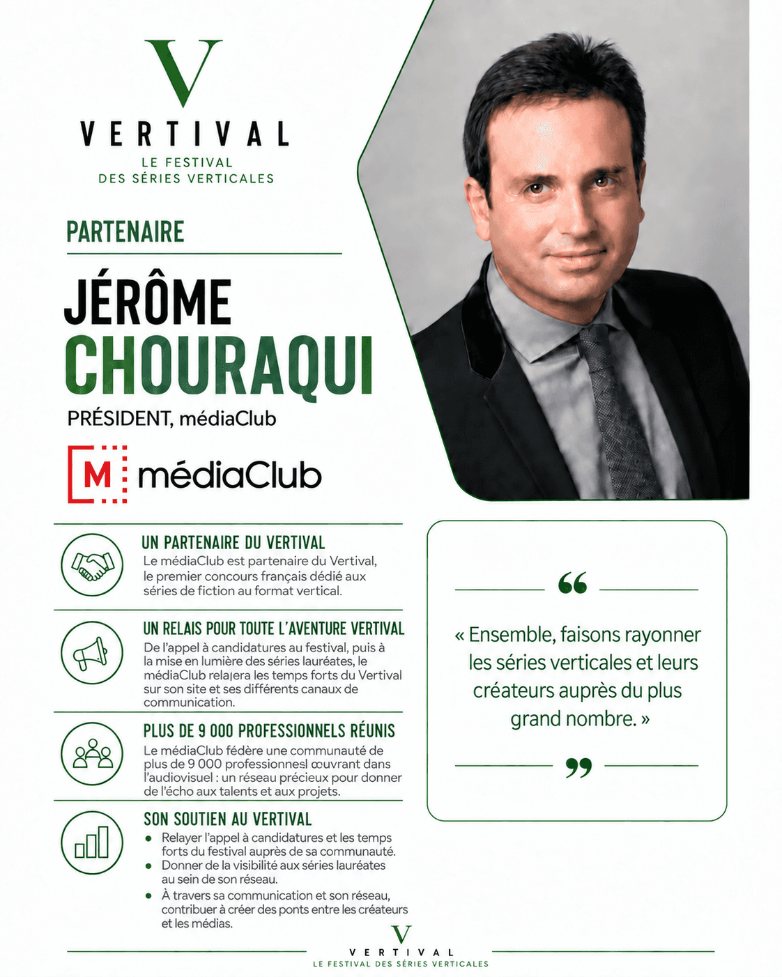 Fiche de présentation de MediaClub, partenaire du Vertival 2026